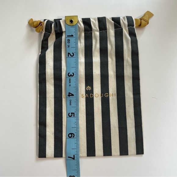 Lele Sadoughi Mini Small Striped Drawstring Dust Bag 7” x 5” - Picture 4 of 5